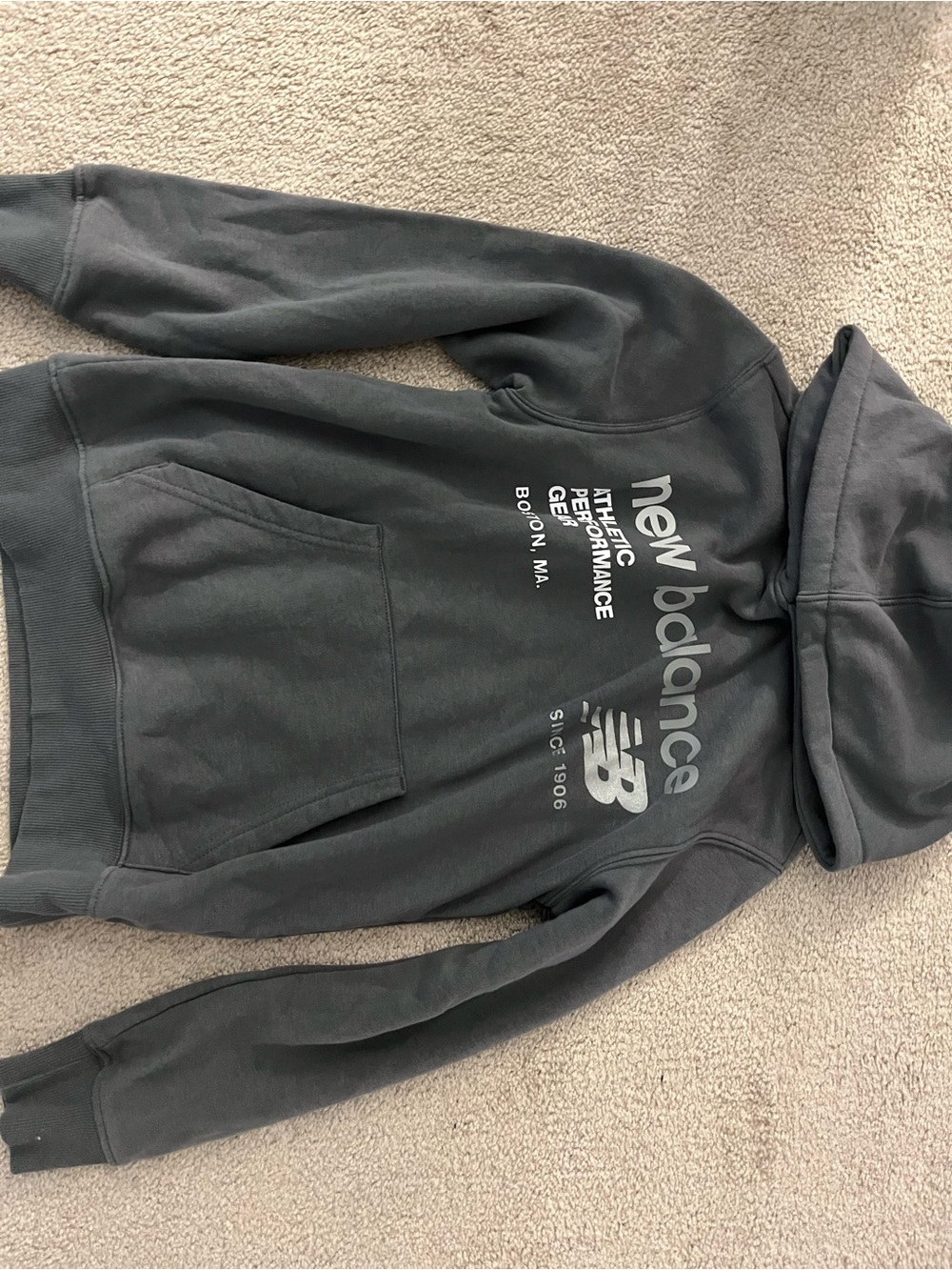New Balance Men's Charcoal Grey Logo Crewneck Hoodie